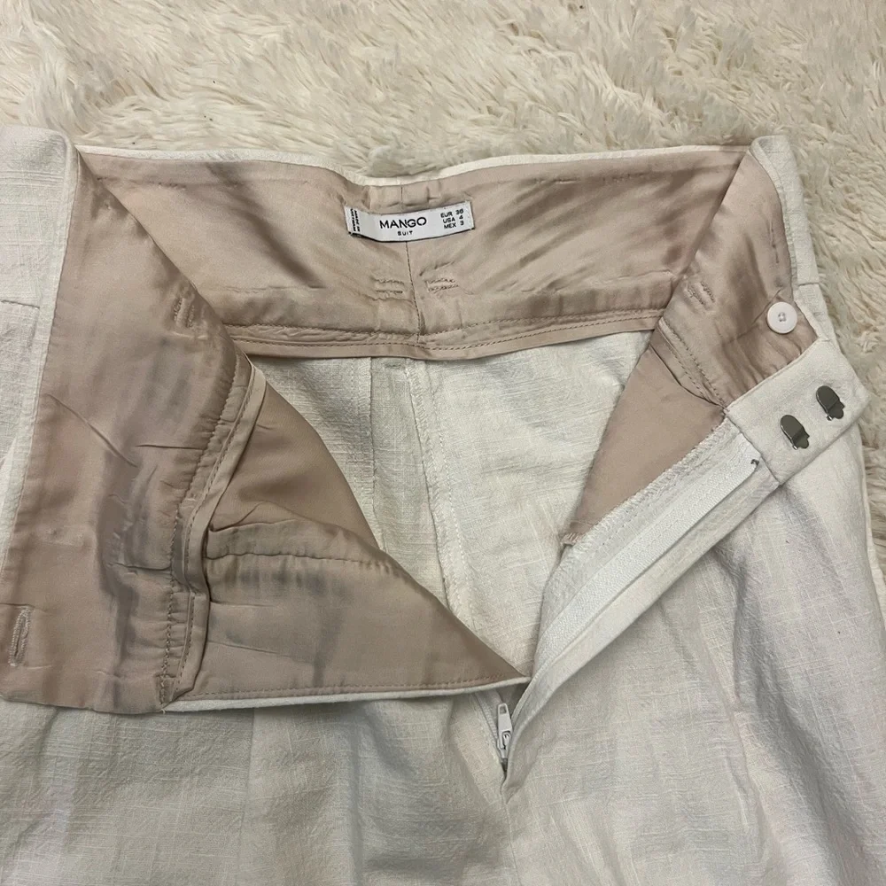 Mango White Wide-Leg Pants Size 4